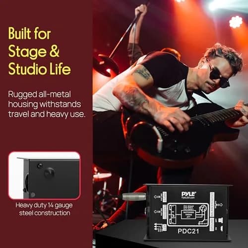 Pyle PDC21 Passive DI Box | 10.5 cm x 7.6 cm x 4.5 cm (4.1" x 3.0" x 1.8") Hum Eliminator thumbnail 4