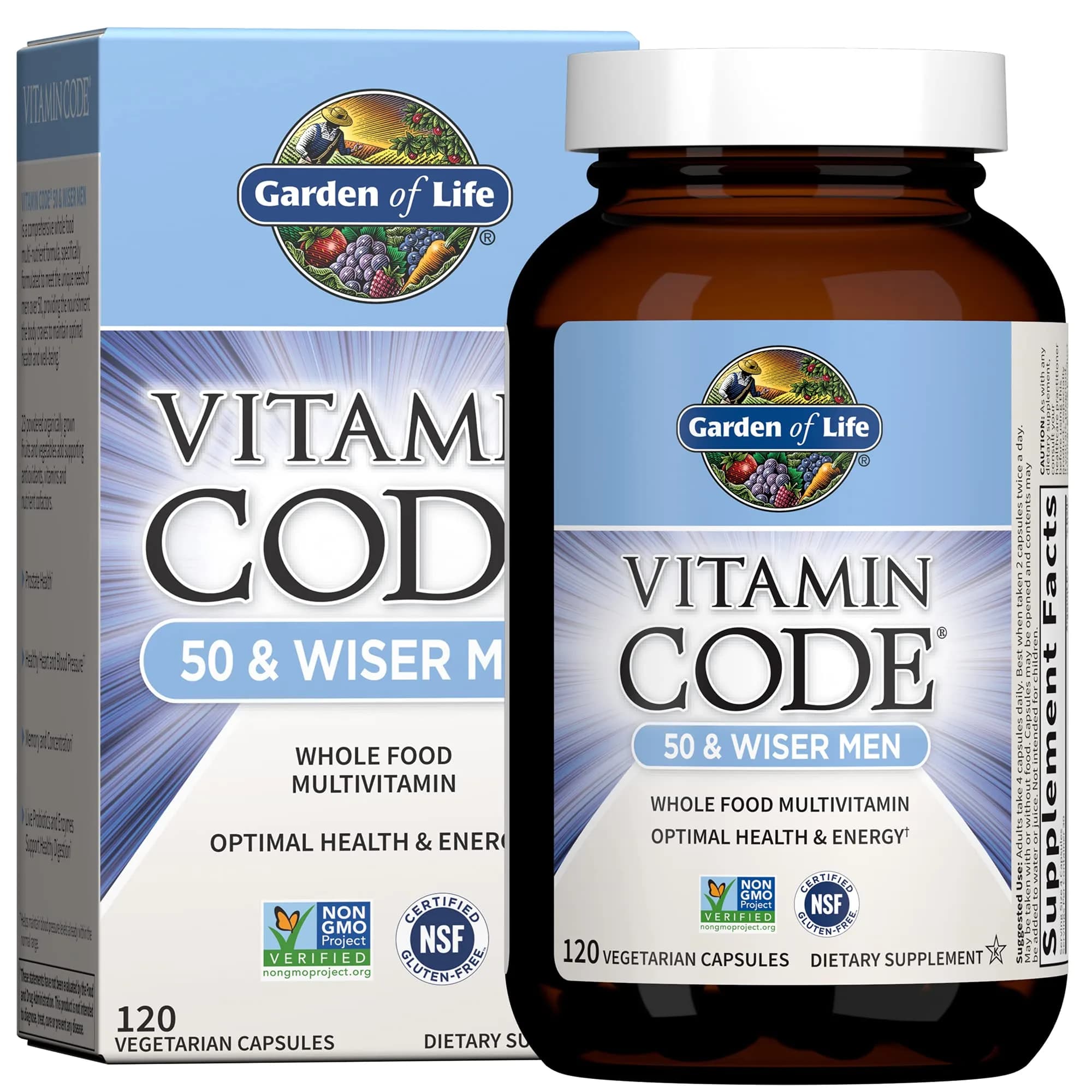 Garden of Life Vitamin Code Men 50 & Wiser Multivitamin 120 Capsules — No Color
