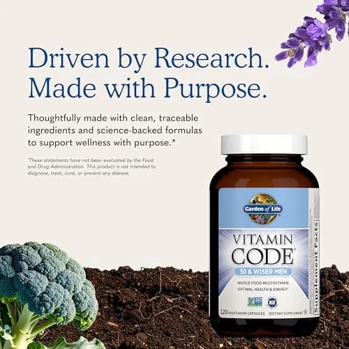 Garden of Life Vitamin Code Men 50 & Wiser Multivitamin 120 Capsules thumbnail 6