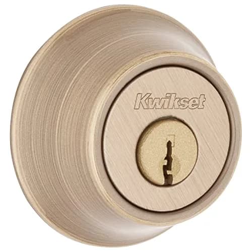 Kwikset 660 Deadbolt Lock Antique Brass 3.38cm (1.33in) | BHMA Grade 3 Certified Security thumbnail 1