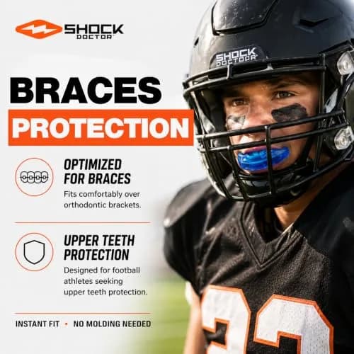 Shock Doctor Orthodontic Mouth Guard for Braces, Adult & Youth Sizes, Pink | Upper Teeth Protection for Sports thumbnail 6