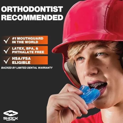 Shock Doctor Orthodontic Mouth Guard for Braces, Adult & Youth Sizes, Pink | Upper Teeth Protection for Sports thumbnail 2
