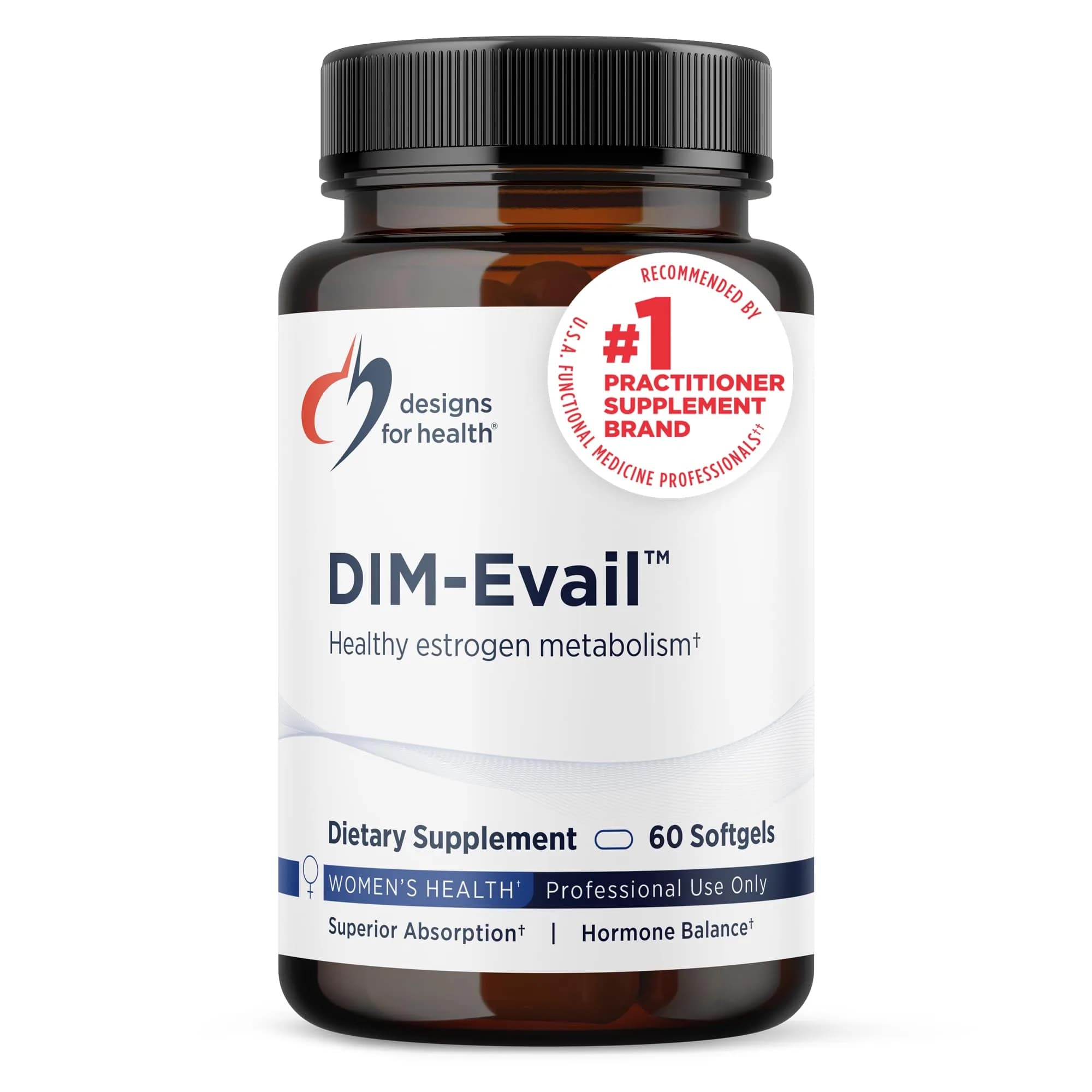 Designs for Health DIM-Evail 60 Softgels | Supports Estrogen Balance & Absorption — Softgel
