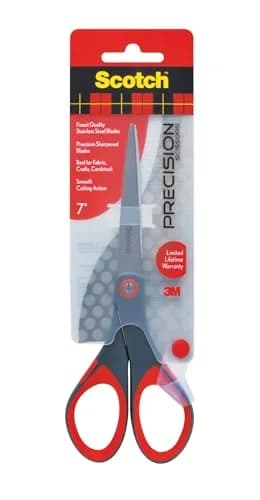 Scotch 7" Precision Scissors, Grey/Red Handle | Sharp Stainless Steel Blades for Everyday Use thumbnail 1