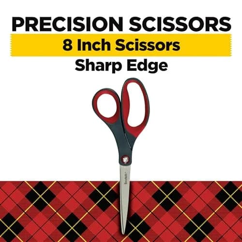 Scotch 7" Precision Scissors, Grey/Red Handle | Sharp Stainless Steel Blades for Everyday Use thumbnail 2