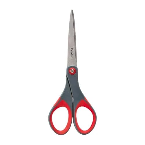 Scotch 7" Precision Scissors, Grey/Red Handle | Sharp Stainless Steel Blades for Everyday Use thumbnail 4