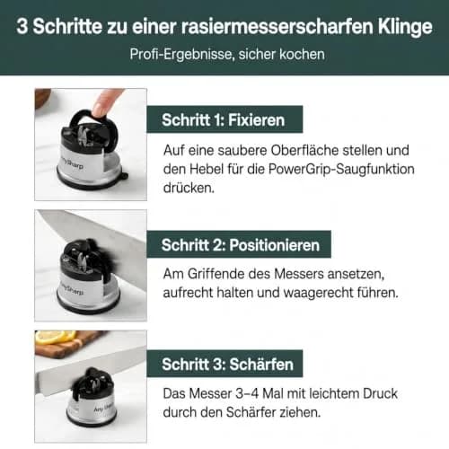 AnySharp Knife Sharpener Silver | Hands-Free, Easy to Use, Versatile thumbnail 8