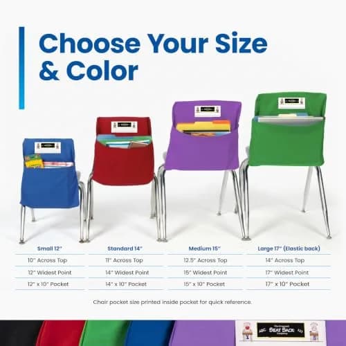 Seat Sack Student Chair Storage Pocket - 15" | Durable Classroom Organizer for Student Desks thumbnail 7