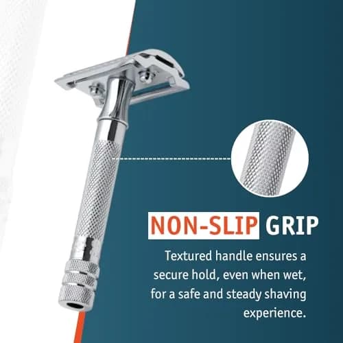 MERKUR 33C Double Edge Safety Razor, 3-Piece Design, Closed Comb, Short Handle, Bright Chrome Finish | Precision Wet Shaving thumbnail 4