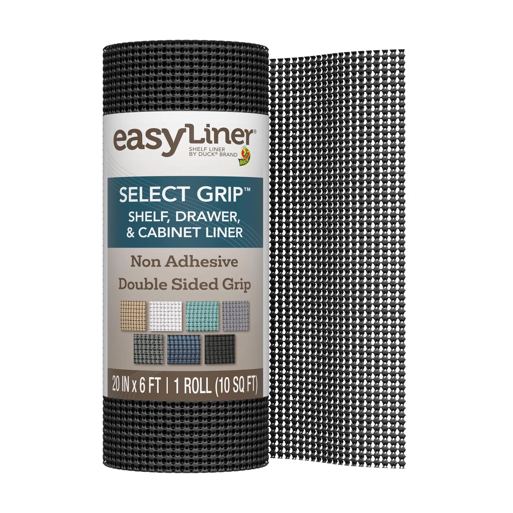 Duck EasyLiner Select Grip Shelf Liner 20 in x 24 ft | Non Slip, Non Adhesive, Surface Protection — Black