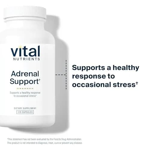 Vital Nutrients Adrenal Support for Gland Function, 120 Capsules | Supports Stress & Energy, Made in USA thumbnail 3