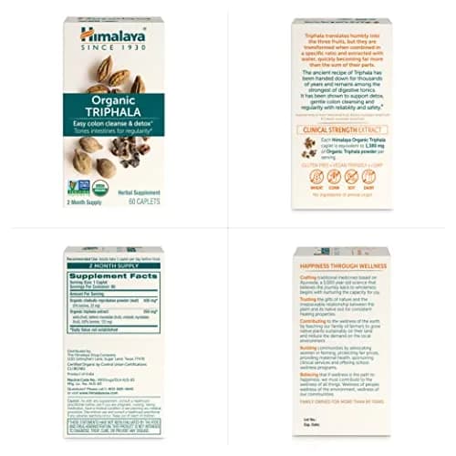 Himalaya USDA Organic Triphala Capsules, Colon Cleanse, 688 mg | Gentle Digestive Support & Regularity thumbnail 7