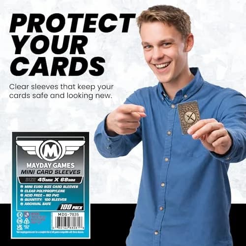 Mayday Games Mini Card Sleeve 45 mm x 68 mm | Precise Fit for Mini Cards, Archival Safe, 100 Sleeves thumbnail 2