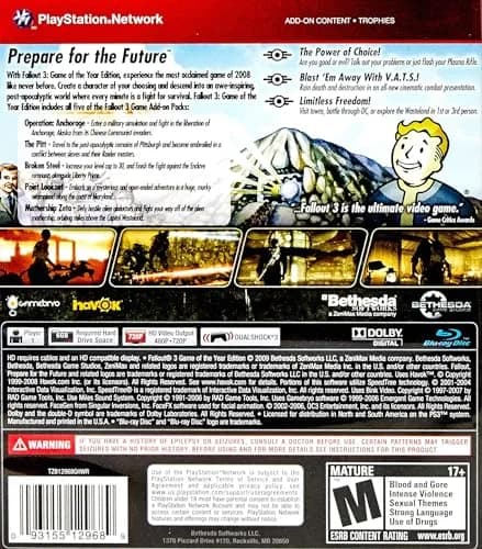 Bethesda Fallout 3 Game of the Year Edition PlayStation 3 Disc | Includes 5 DLC Packs thumbnail 2