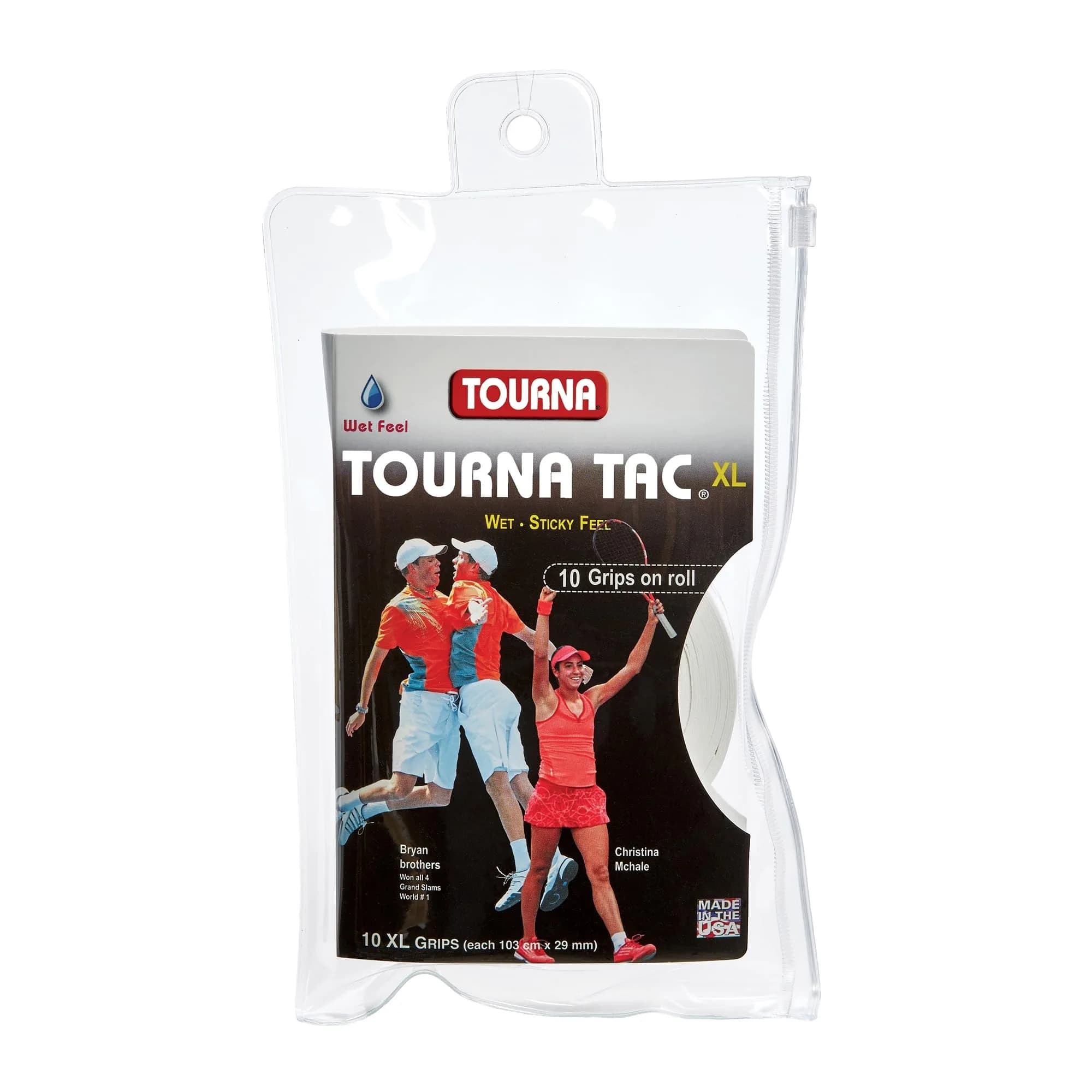 Tourna Tac Tacky Feel Tennis Grip 10 Pack X-Large Pink | Superior Sweat Absorption — White / X-Large