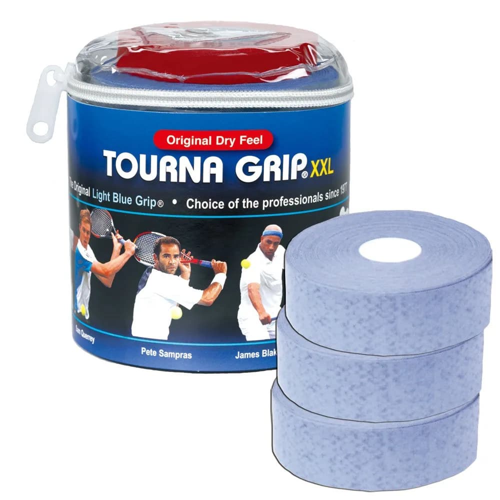 Tourna XXL Dry Feel Tennis Grip 4 inches | Moisture-Activated Tackiness — Light Blue