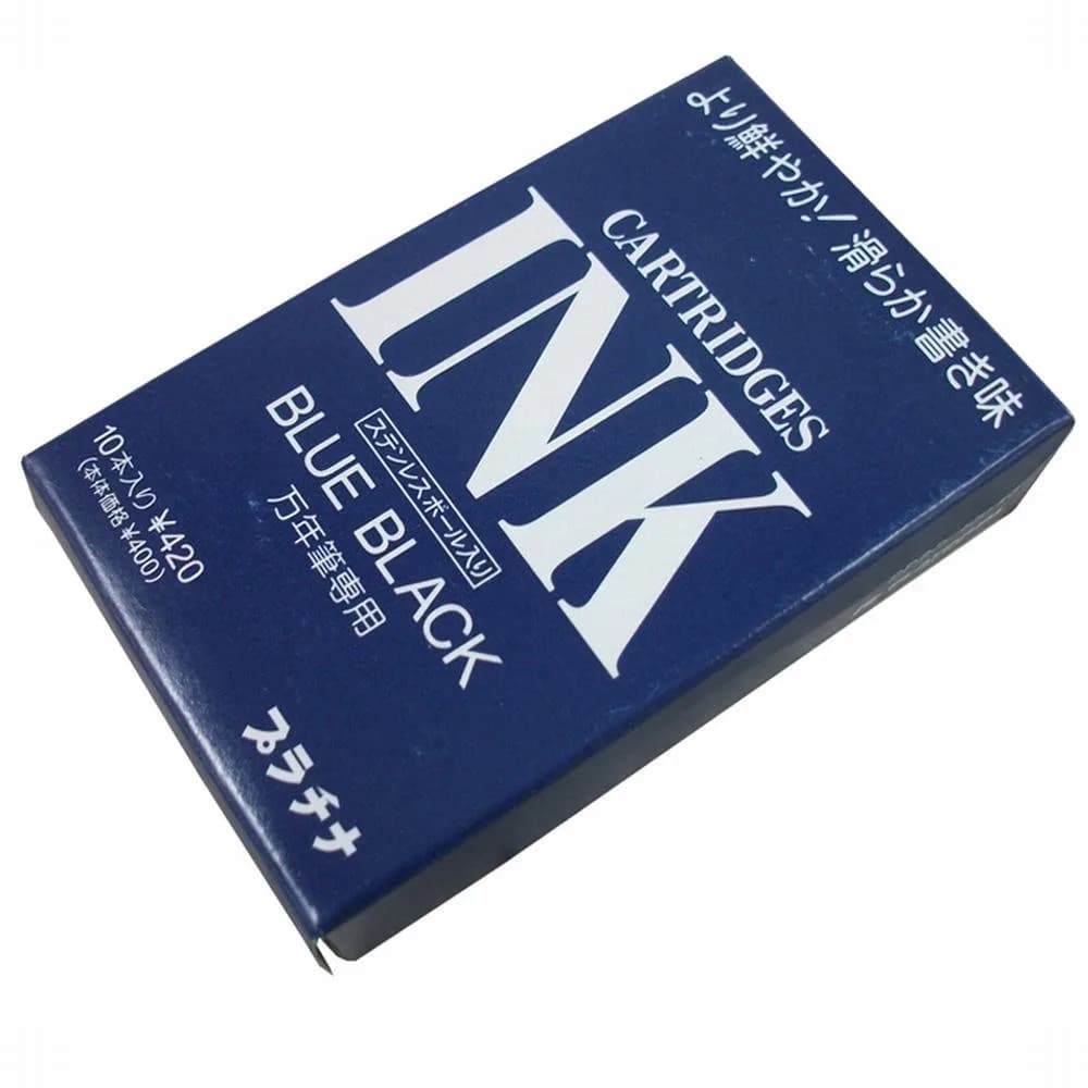 Platinum Blue Black Fountain Pen Ink Cartridges 1.2cc (Pack of 10) | Smooth Ink Flow for Students & Professionals - main product image