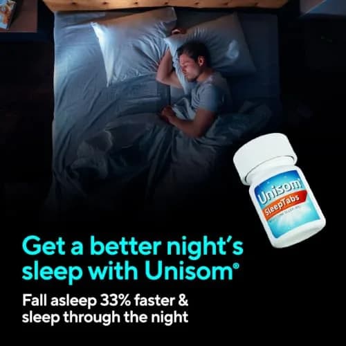 Unisom SleepTabs Nighttime Sleep Aid Tablets for Adults, 48-Count | Non-Habit-Forming Sleep Support thumbnail 3
