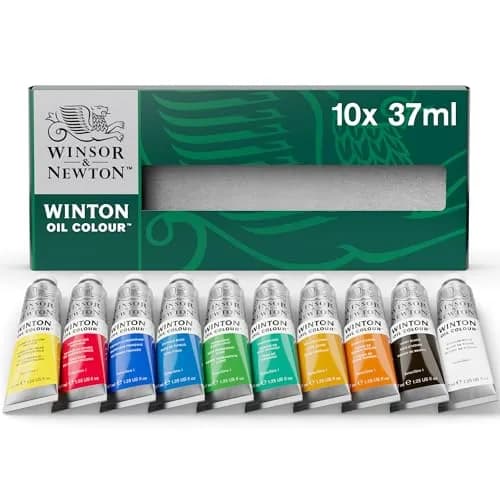 Winsor & Newton Winton Oil Color Paint Starter Set, 10 x 37ml Tubes (370ml Total) | Artist Grade Pigmentation thumbnail 1
