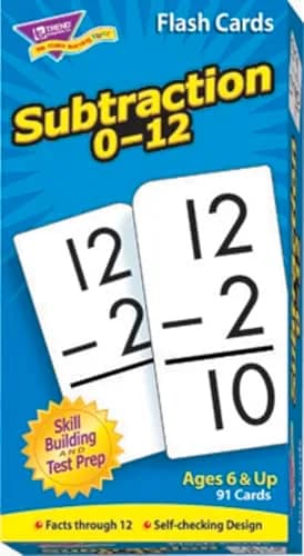 Trend Enterprises Subtraction 0-12 Skill Drill Flash Cards 91 Count | Self-Checking Math Learning Cards for Ages 6-7 thumbnail 1