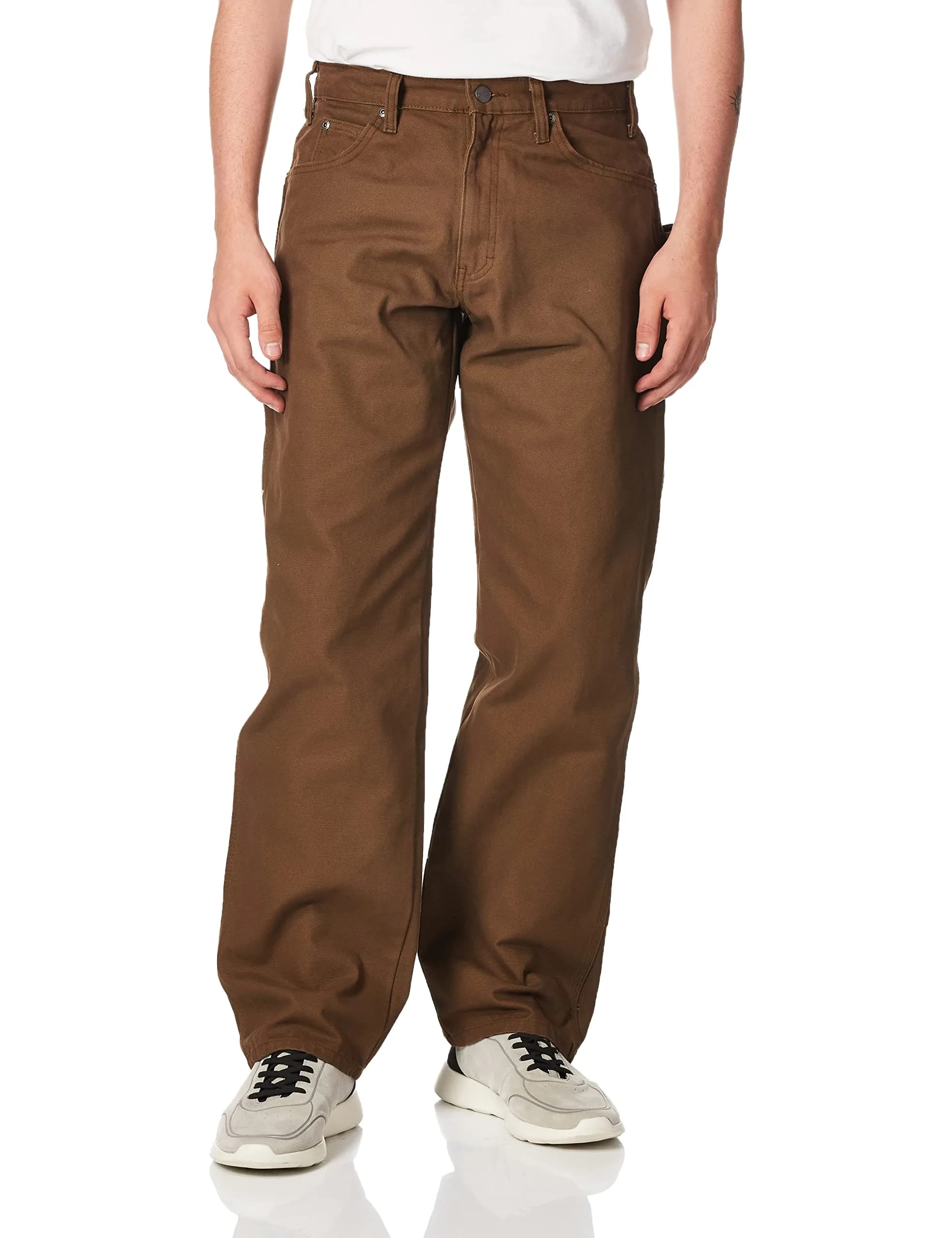 Dickies Men’s Relaxed Fit Sanded Duck Carpenter Jean 32W x 30L | Garment Washed for Softer Feel — Rinsed Timber / 40W x 30L