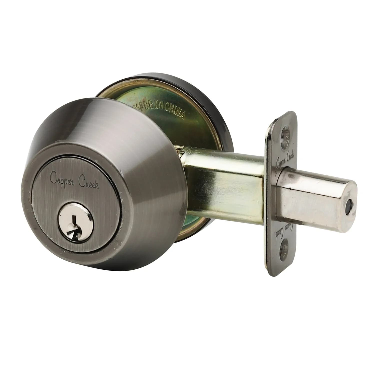 Copper Creek Deadbolt Single Cylinder Satin Stainless | ANSI Grade-3 Security — Antique Nickel