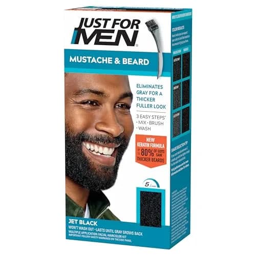 Just For Men Mustache & Beard Dye, Jet Black M-60 (68g / 2.4oz) | Ammonia-Free Facial Hair Color thumbnail 1