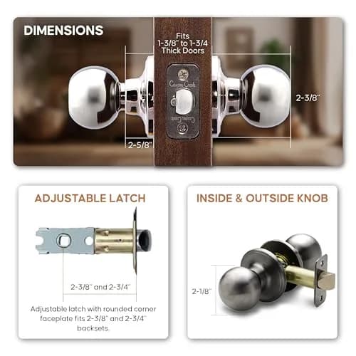 Copper Creek Passage Interior Door Knob – ANSI Grade-3 Certified, Heavy Duty, Reversible, Antique Nickel (1 Pack) | Modern Durable Handle thumbnail 4