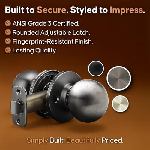 Copper Creek Passage Interior Door Knob – ANSI Grade-3 Certified, Heavy Duty, Reversible, Antique Nickel (1 Pack) | Modern Durable Handle thumbnail 5