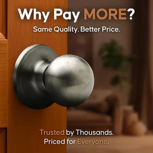 Copper Creek Passage Interior Door Knob – ANSI Grade-3 Certified, Heavy Duty, Reversible, Antique Nickel (1 Pack) | Modern Durable Handle thumbnail 6