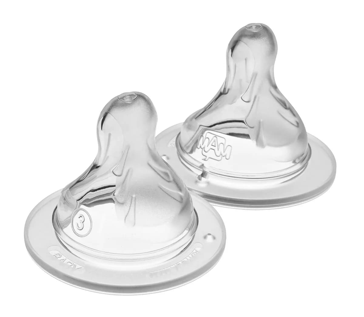 MAM Fast Flow Level 3 Bottle Nipples (Set of 2) | 4+ Months, SkinSoft Silicone, Fits All MAM Bottles