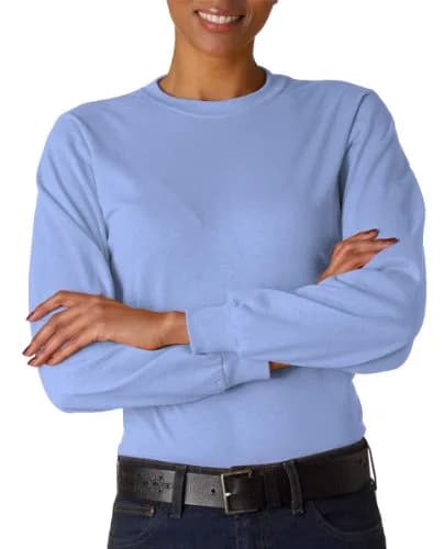 Jerzees Dri-Power 50/50 Cotton/Poly Long Sleeve T-Shirt Light Blue XL | Breathable & Durable thumbnail 1