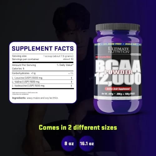 Ultimate Nutrition BCAA Powder 12000 Unflavored | 6g Amino Acids for Muscle Recovery & Endurance thumbnail 7