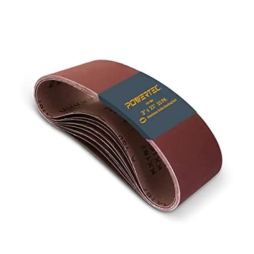 POWERTEC 3 x 21 Inch Sanding Belts, 10 Pack, 120 Grit Aluminum Oxide | 7.6 cm x 53.3 cm (3 x 21 Inch) thumbnail 1