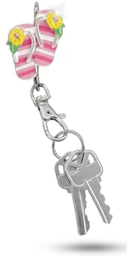 Finders Key Purse Women’s Bag Charm Key Finder, Car Keychain Hook, Cute Purse Organizer & Tote Bag Accessories, Gifts for Mom - Striped Flip Flops thumbnail 1