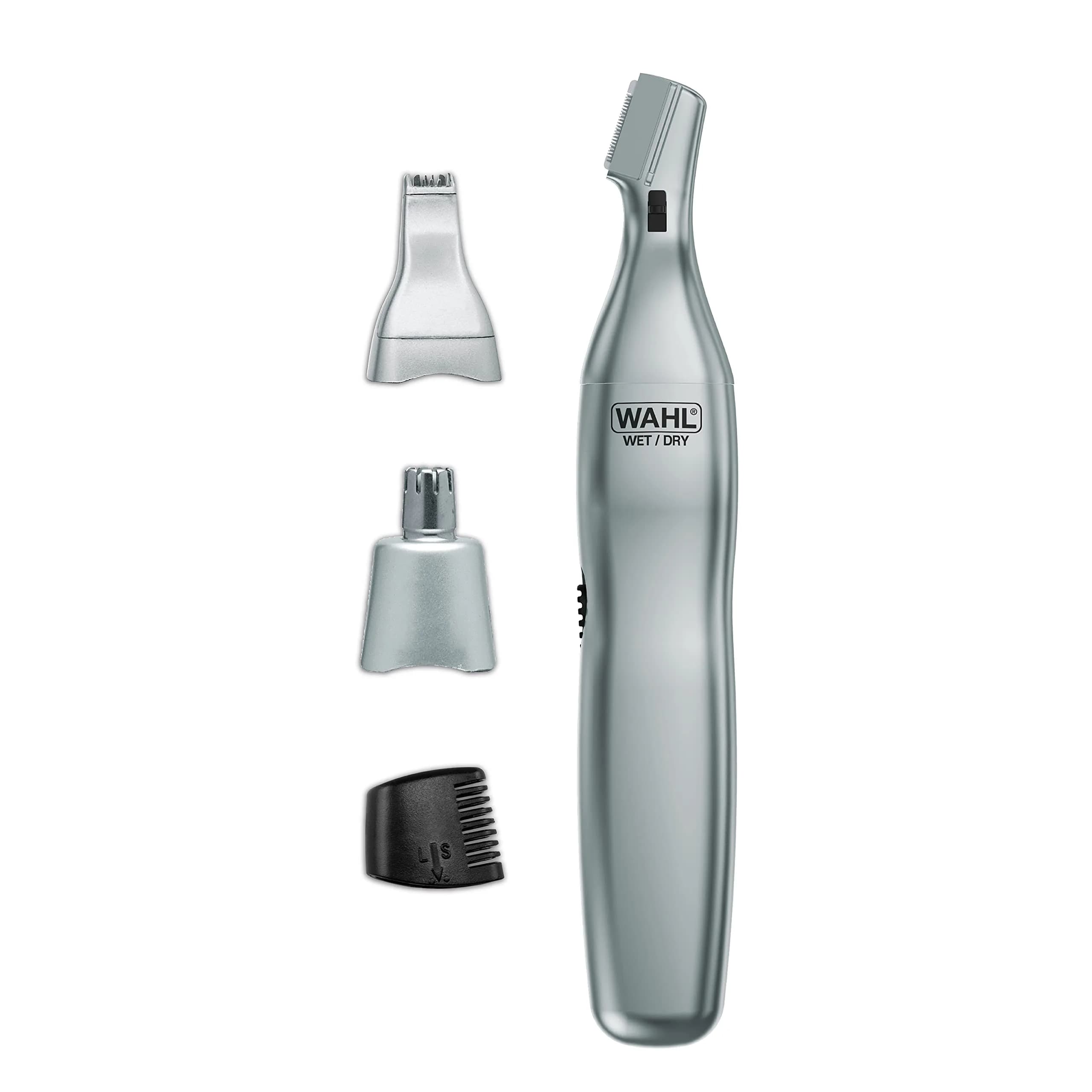 Wahl 3-in-1 Nose Hair Trimmer for Men & Women | 4 Piece Set, Silver