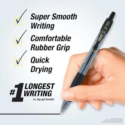PILOT G2 Premium Gel Pens 1.0mm Bold Point Black Ink | Long-Lasting, Refillable, Smooth Writing thumbnail 2