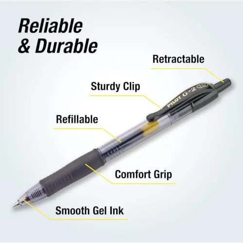 PILOT G2 Premium Gel Pens 1.0mm Bold Point Black Ink | Long-Lasting, Refillable, Smooth Writing thumbnail 3
