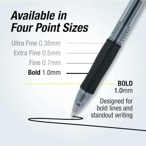 PILOT G2 Premium Gel Pens 1.0mm Bold Point Black Ink | Long-Lasting, Refillable, Smooth Writing thumbnail 4