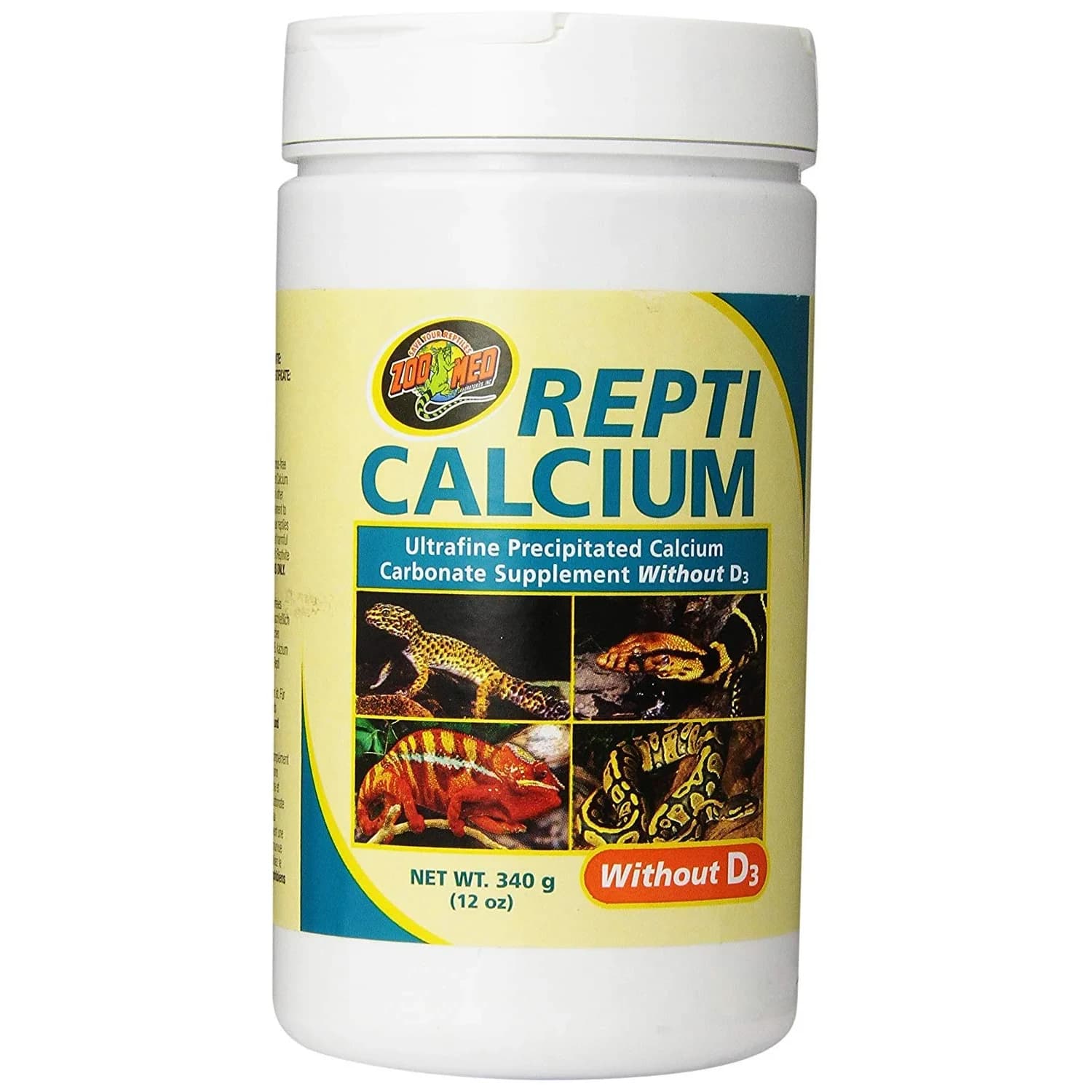 Zoo Med Reptile Calcium without Vitamin D3, 340.2 g (12 oz) | Phosphorus-Free Supplement