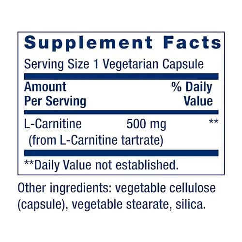 Life Extension L-Carnitine Free Form Amino Acid 500 mg 30 Capsules | Supports Mitochondria & Energy Production thumbnail 3