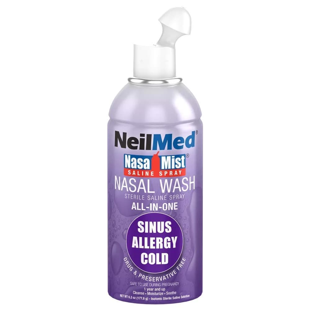 NeilMed NasaMist All in One Multi Purpose Saline Spray 186ml (6.3 Fl Oz) | Soothes, Moisturizes, Cleanses Nasal Passages