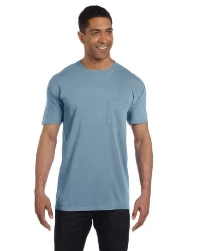 Comfort Colors 6.1 oz. Garment-Dyed Pocket T-Shirt-M (Bay) | Classic Heavyweight Cotton Tee for Men thumbnail 1