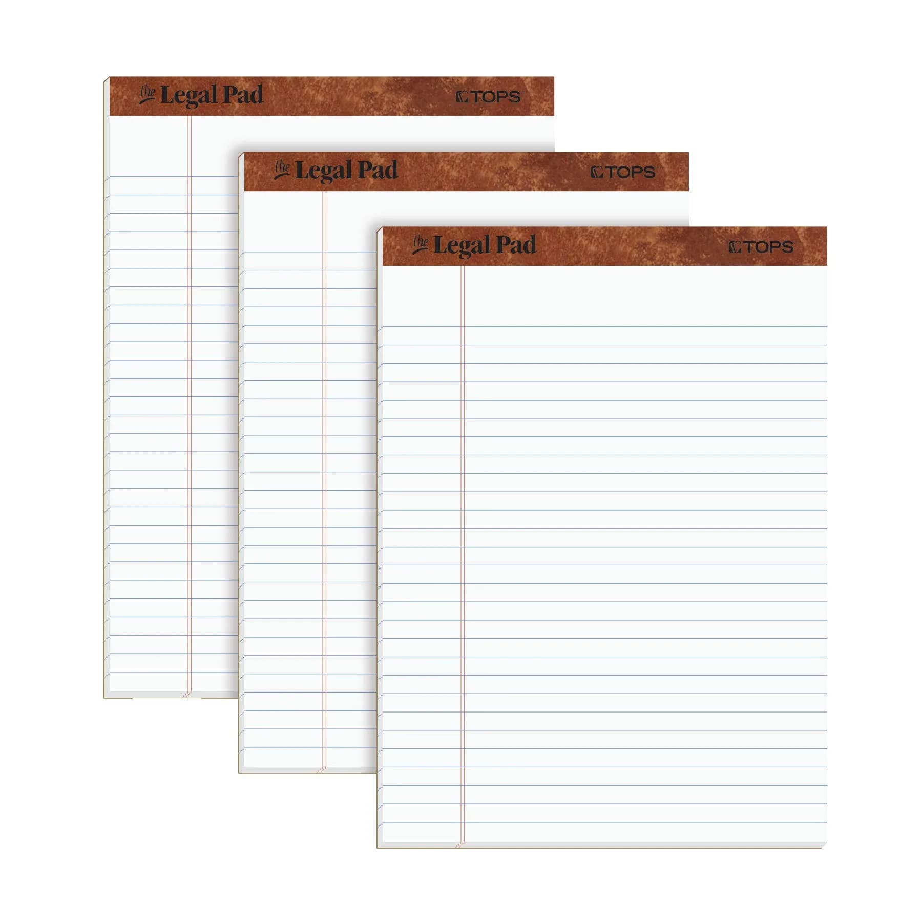Tops Legal Pad 8.5 x 11.75 Inches White | Perforated Wide Rule, 50 Sheets, Pack of 3 - main product image