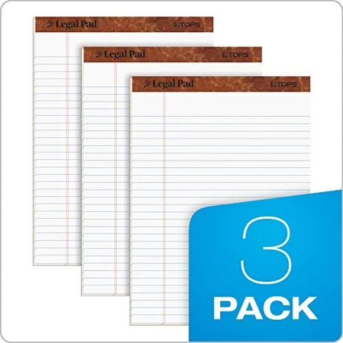 Tops Legal Pad 8.5 x 11.75 Inches White | Perforated Wide Rule, 50 Sheets, Pack of 3 thumbnail 7