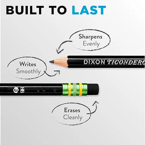 Ticonderoga Wood-Cased Pencils, Unsharpened, #2 HB Soft, Black, 12 Count | Smooth Writing Instrument thumbnail 5