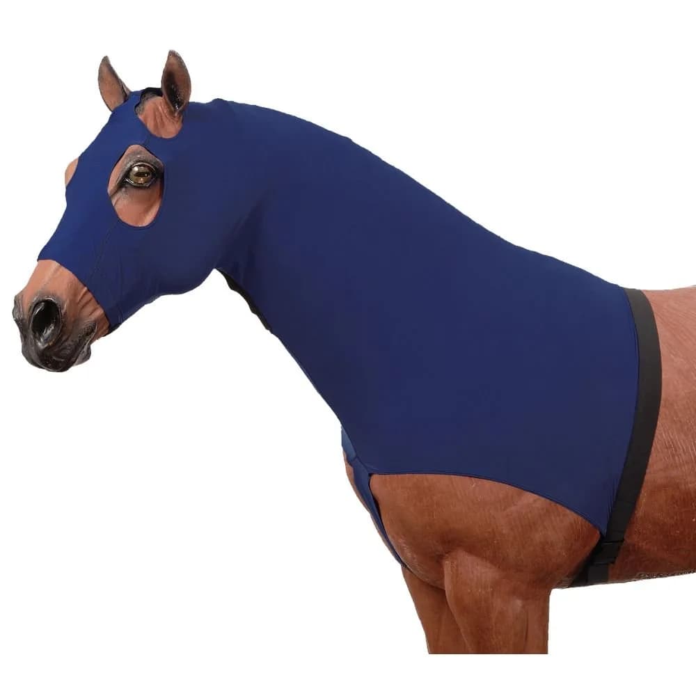 Tough 1 Mane Stay Spandex Hood - Purple - XLarge | Equine Mane Protection with Durable Stretch — Navy Blue / Medium