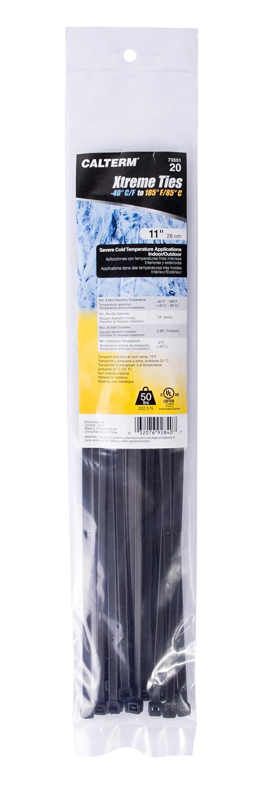 Gardner Bender Heavy-Duty Cable Ties 15 Inch, 120 lb Tensile Strength, UV Resistant Black, 10 Pk. | Industrial Strength Cord Management thumbnail 2