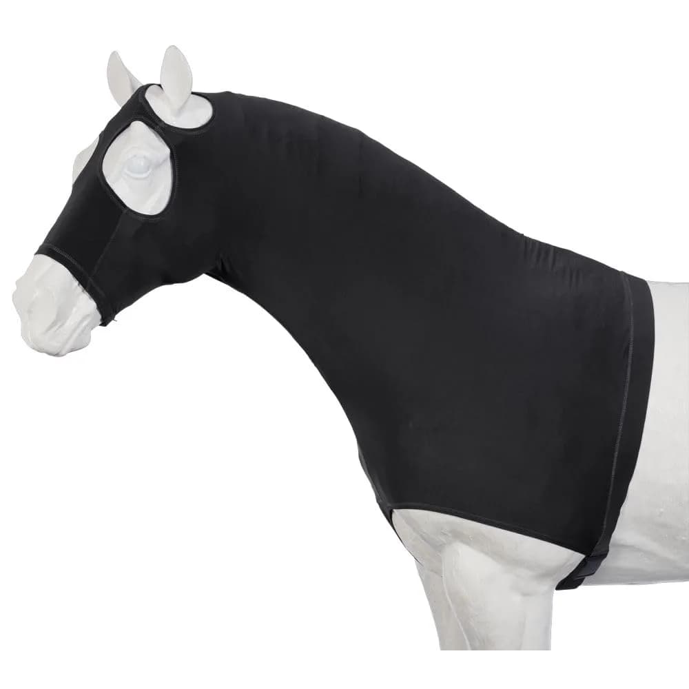 Tough 1 Mane Stay Spandex Hood - Purple - XLarge | Equine Mane Protection with Durable Stretch — Black / Medium