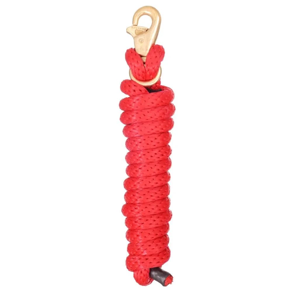 Tough1 Poly Lead with Replaceable Triggerbull Snap - Red | Durable 8.5 ft Poly Rope for Equine Handling